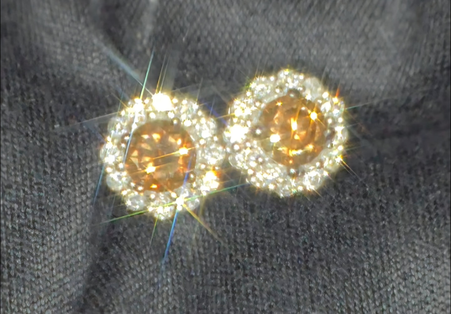 18ct Gold, Champagne & White Argyle Diamond Earrings