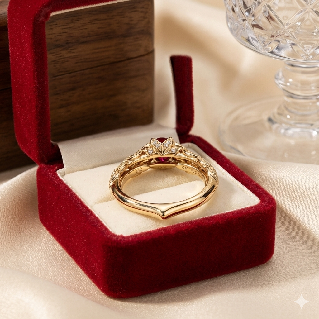 Kat Florence, Unheated, Untreated, Pigeon Blood Ruby Ring. Includes Original Paperwork. Size O/P & Q Due To Band Design.