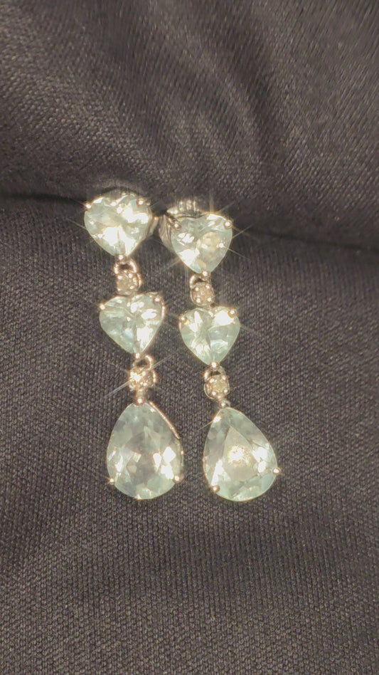 14ct White Gold Aquamarine Drop Earrings.