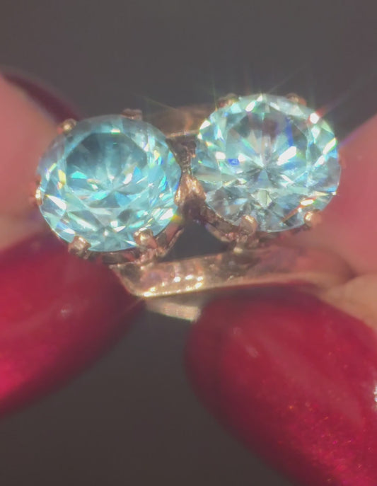 Art Deco, 9ct Gold, 5.45ct Natural Blue Zircon Ring