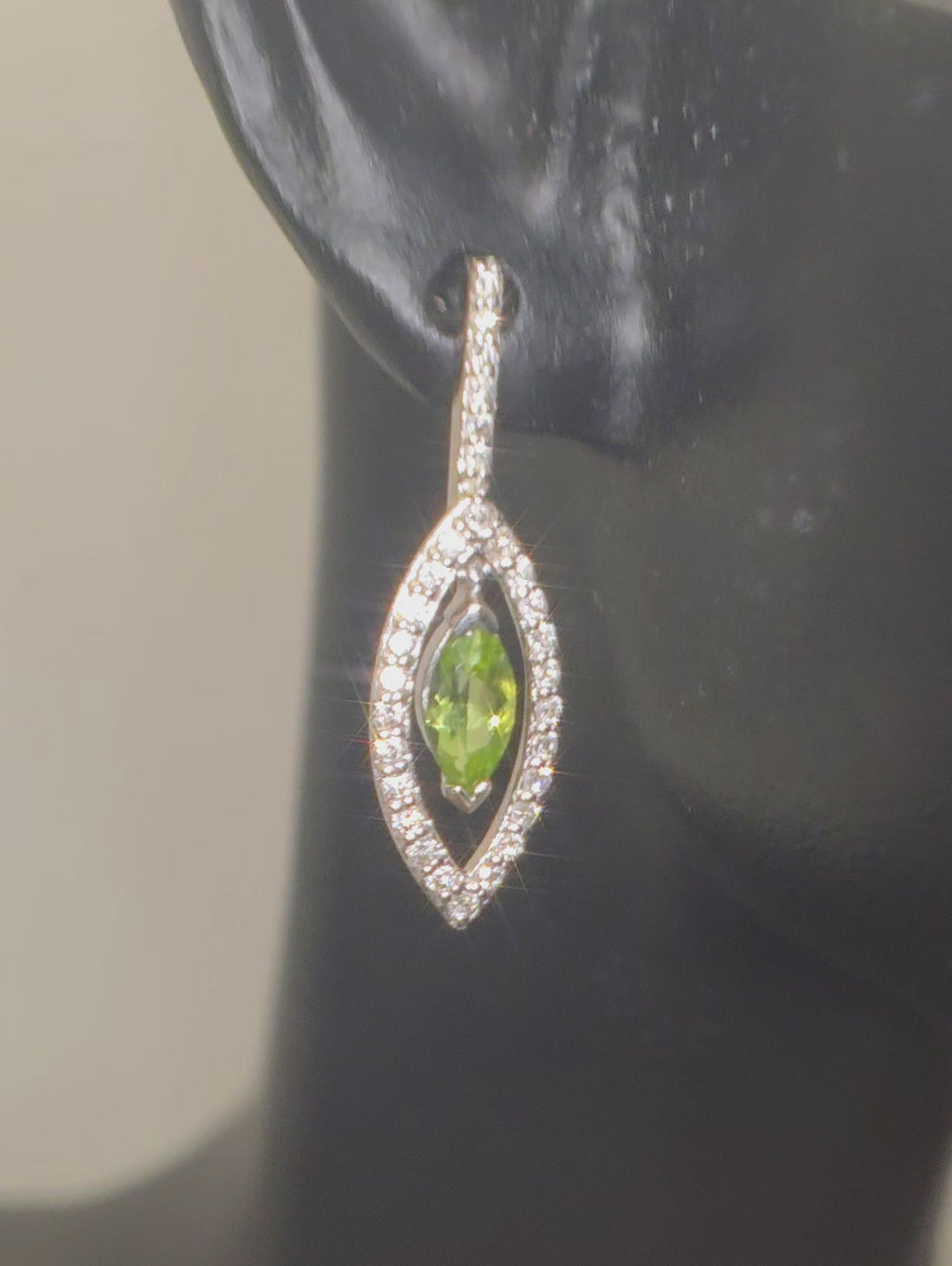 18ct Gold Peridot & Diamond Marquise Drop Earrings