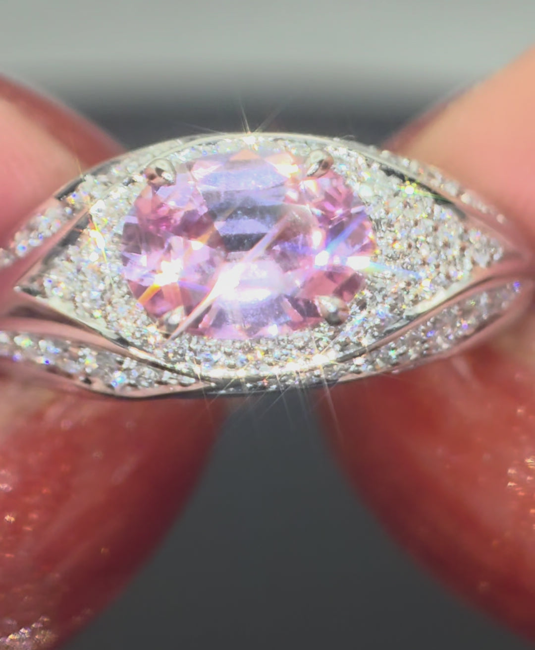 Kat Florence: Untreated Mogok Burmese Spinel & D Flawless Diamond Ring. Size O-Q. Certified.