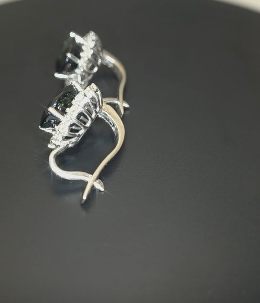 18ct White Gold, 8.33ct Sapphire & Diamond Halo Drop Earrings. Includes WGI Valuation. RRP: £9800.