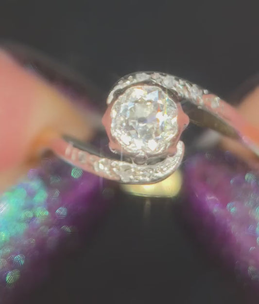 18ct Gold, 0.6ct VS Old European Cut Diamond Solitaire Engagement Ring. Size N. With Certification.