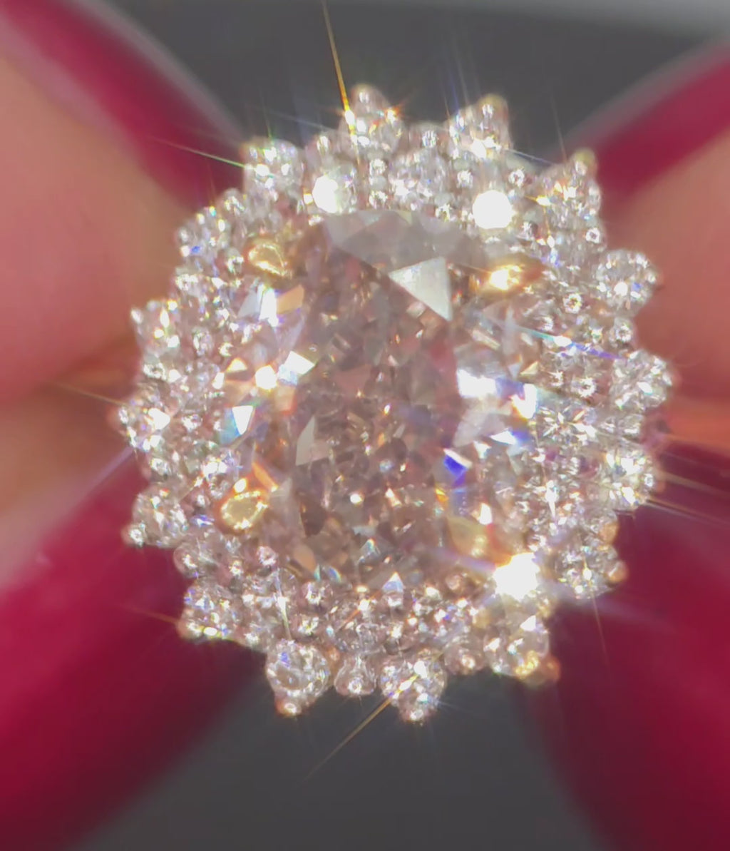18ct Gold, 1.51ct Champagne & White Diamond Ring. Size N.