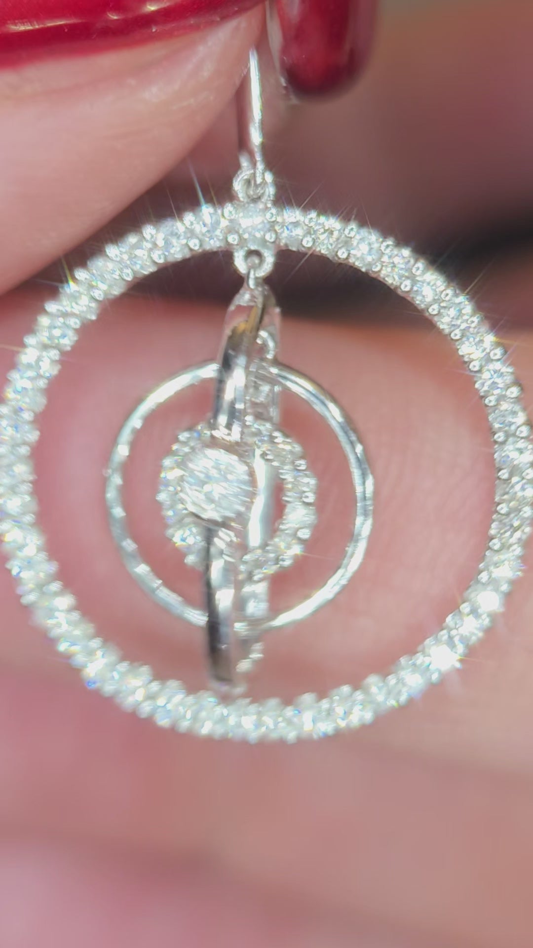 18ct, White Gold, 1ct Drop Hoop Earrrings. VS2-SI1. With WGI Report
