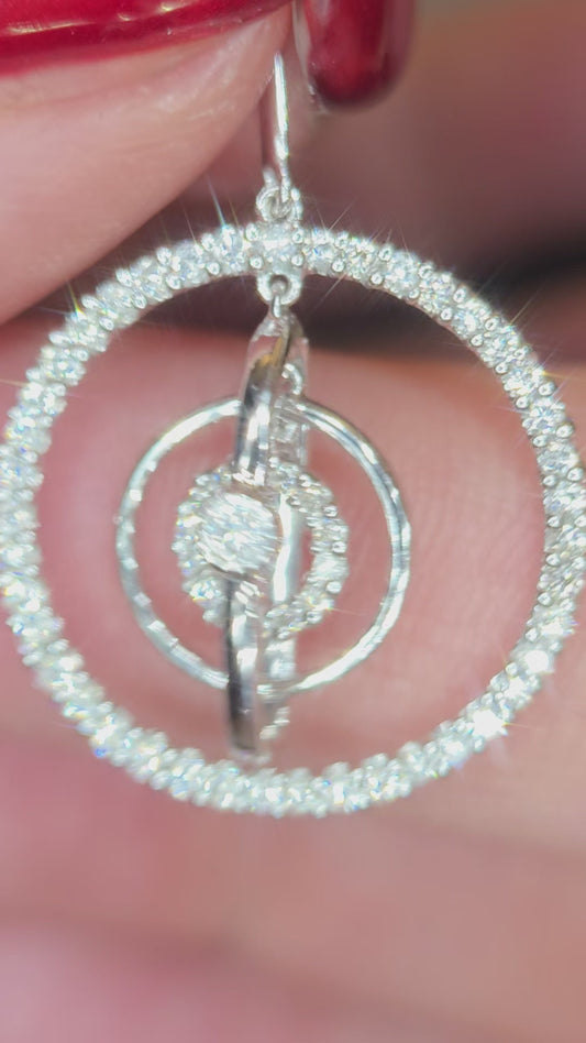 18ct, White Gold, 1ct Drop Hoop Earrrings. VS2-SI1. With WGI Report