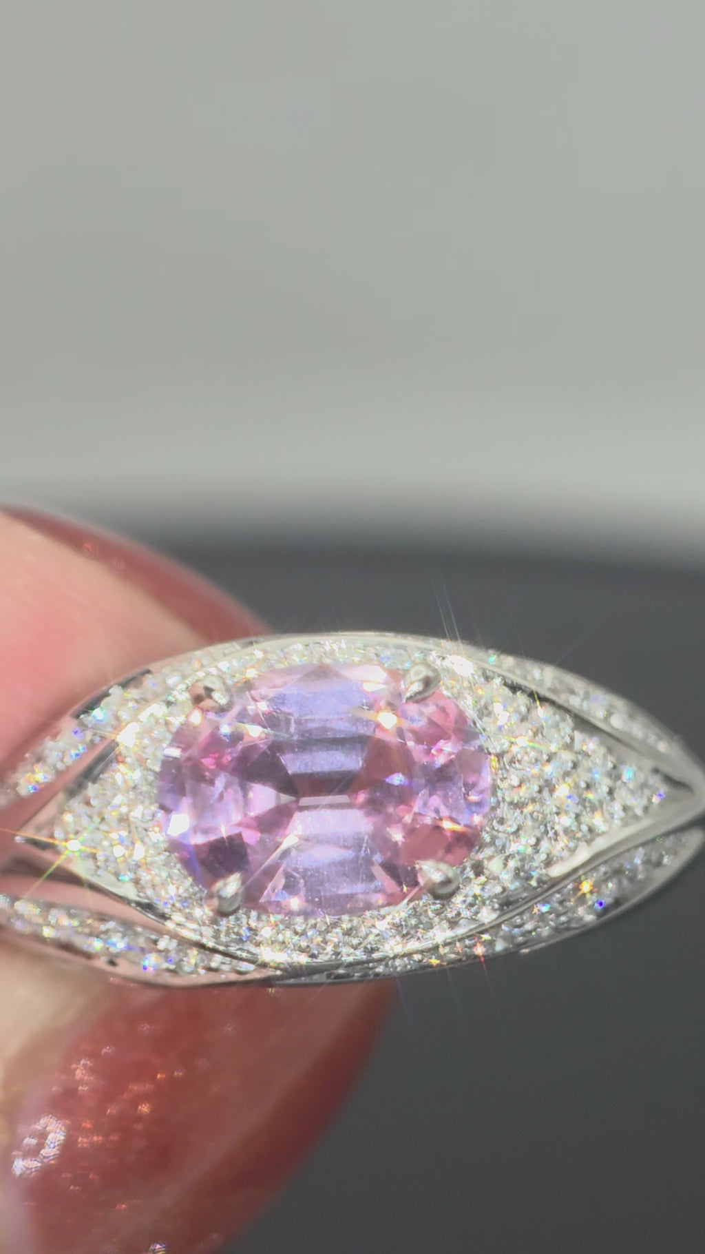 Kat Florence: Untreated Mogok Burmese Spinel & D Flawless Diamond Ring. Size O-Q. Certified.