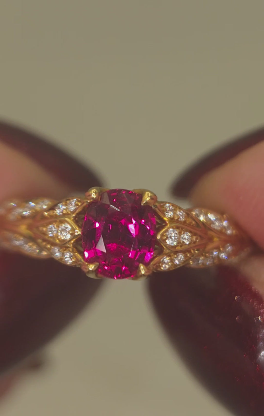 Kat Florence, Unheated, Untreated, Pigeon Blood Ruby Ring. Includes Original Paperwork. Size O/P & Q Due To Band Design.
