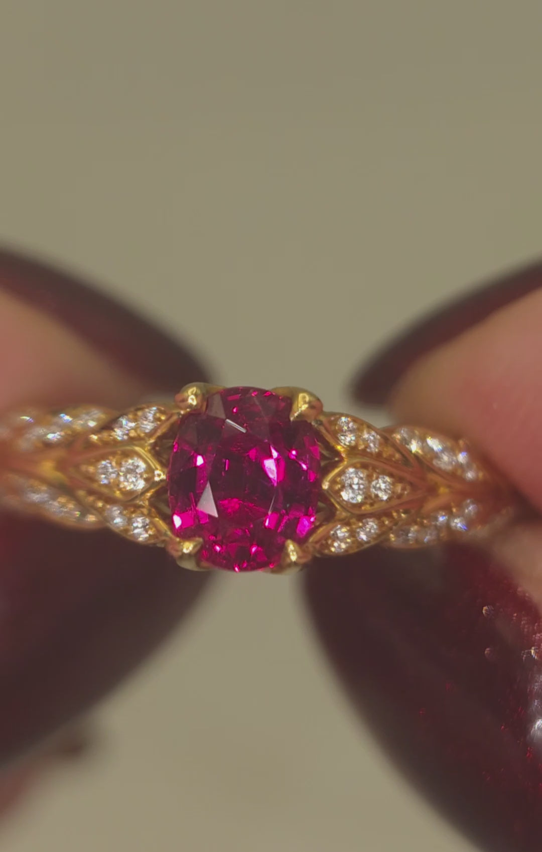 Kat Florence, Unheated, Untreated, Pigeon Blood Ruby Ring. Includes Original Paperwork. Size O/P & Q Due To Band Design.