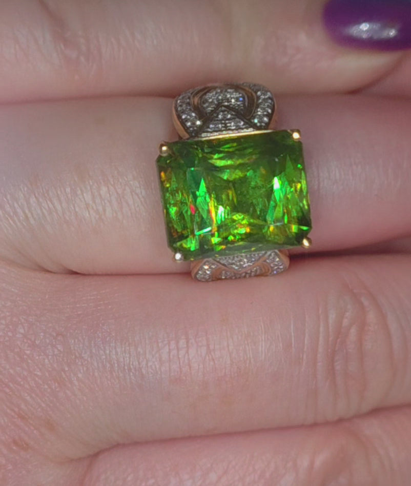 18ct Yellow Gold, 16ct Sphene Ring. WGI Certification & Valuation Included.