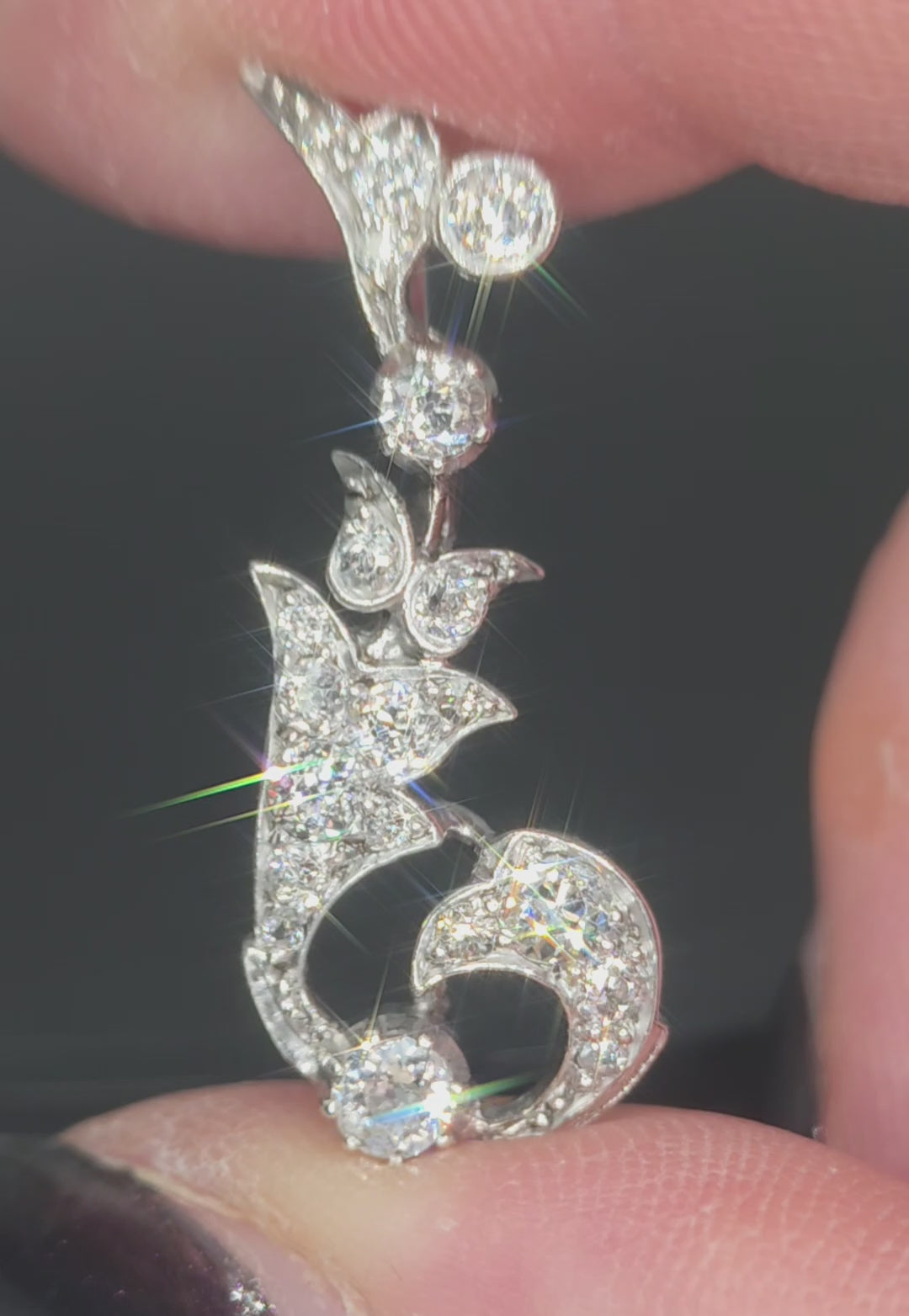 Platinum, Edwardian, Old European Cut Diamond Pendant