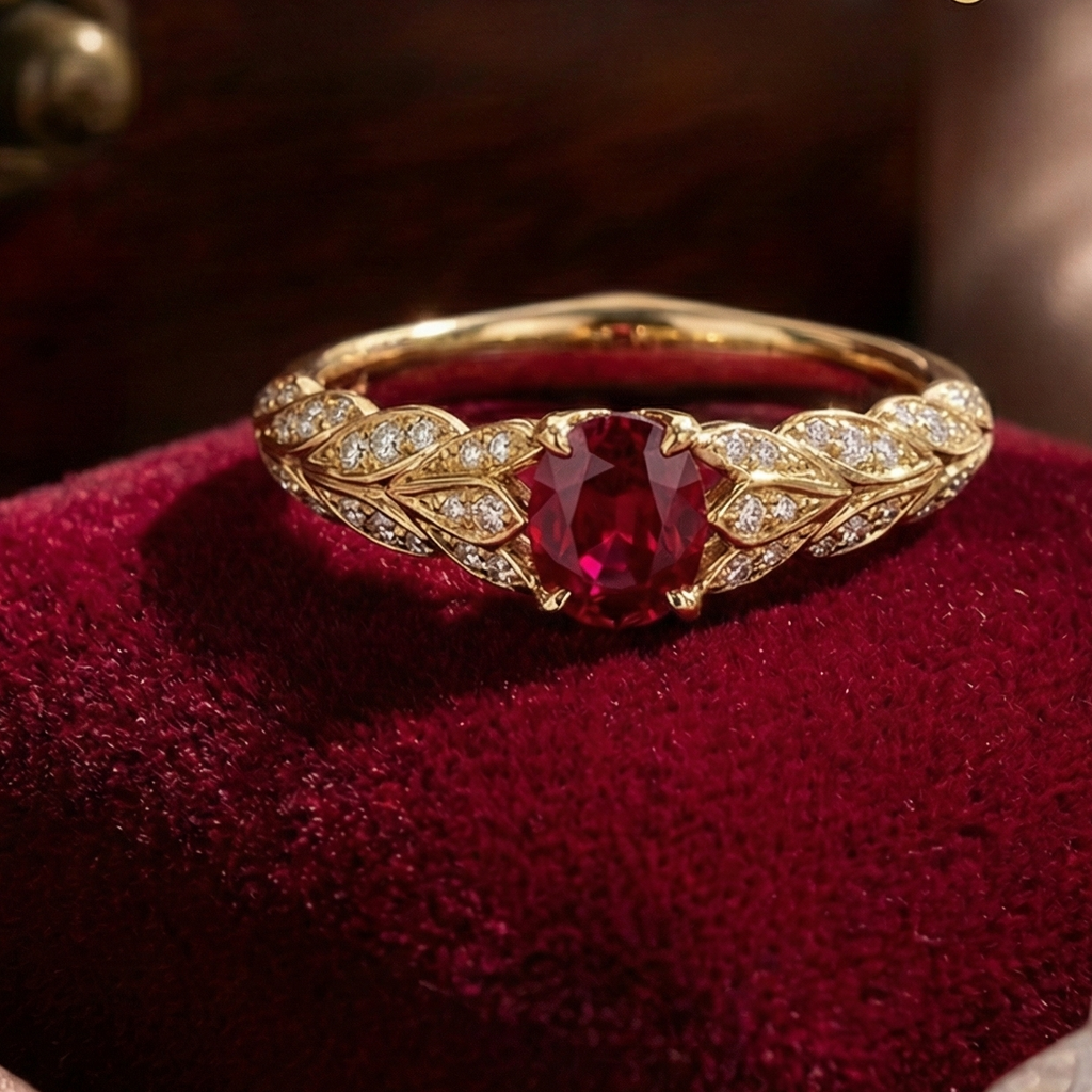 Kat Florence, Unheated, Untreated, Pigeon Blood Ruby Ring. Includes Original Paperwork. Size O/P & Q Due To Band Design.
