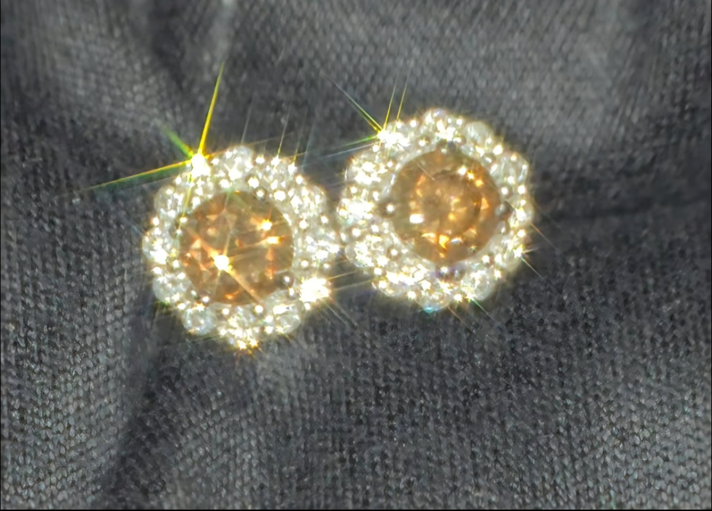 18ct Gold, Champagne & White Argyle Diamond Earrings