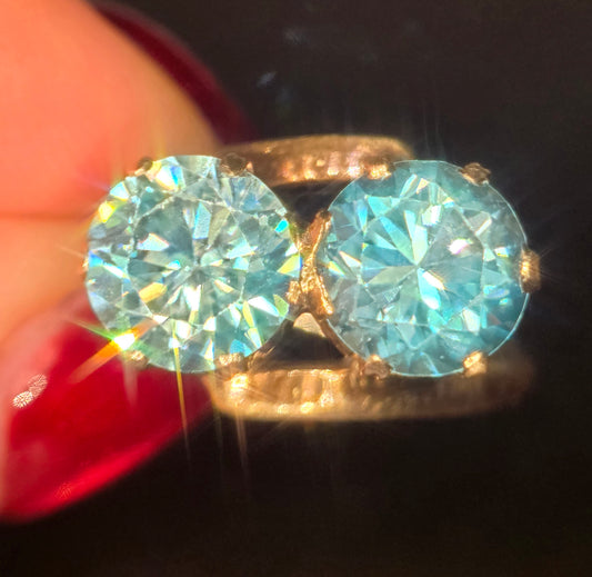 Art Deco, 9ct Gold, 5.45ct Natural Blue Zircon Ring