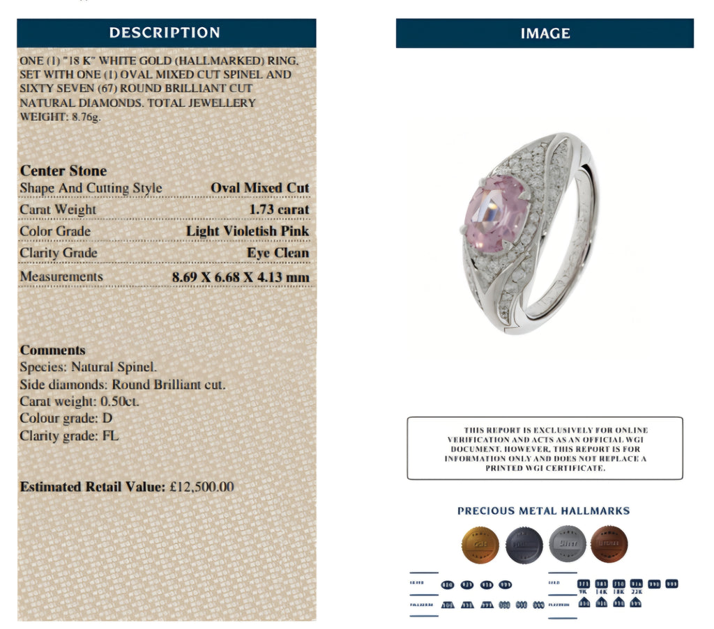 Kat Florence: Untreated Mogok Burmese Spinel & D Flawless Diamond Ring. Size O-Q. Certified.