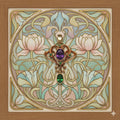Art Nouveau, 15ct Gold, Amethyst & Demantoid Garnet Pendant.