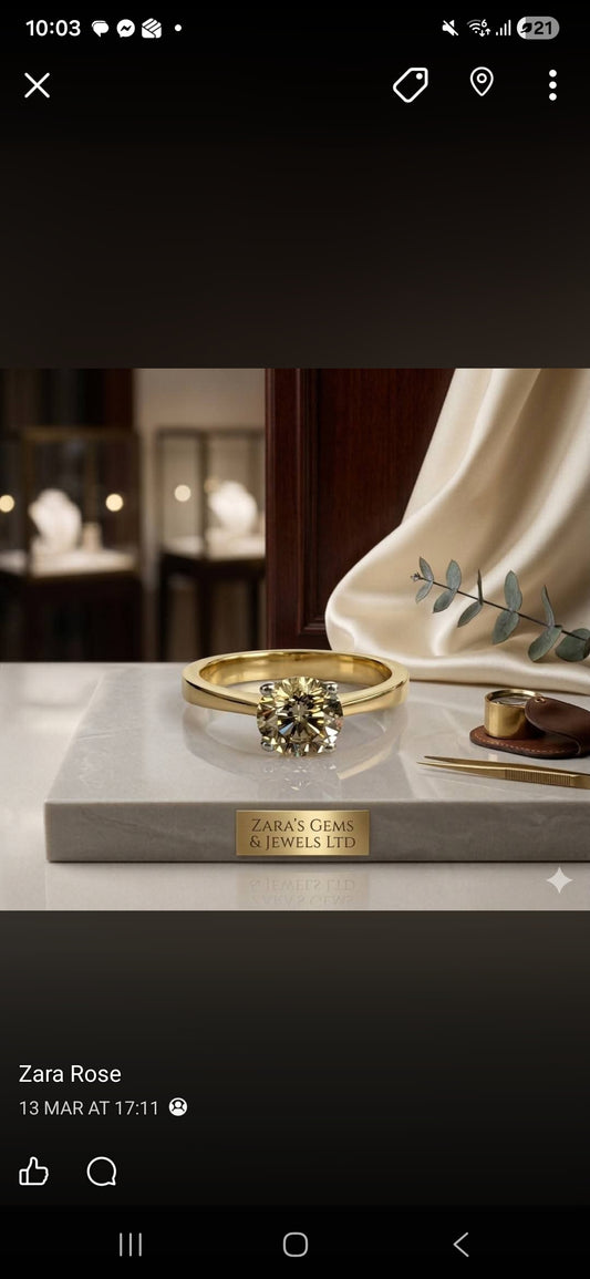 18ct Gold, 1.2ct VS1 Champagne Diamond Ring