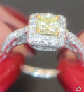 14ct Yellow & White Gold Fancy Yelliw Diamond Ring. Size M 1/2. With WGI Report.