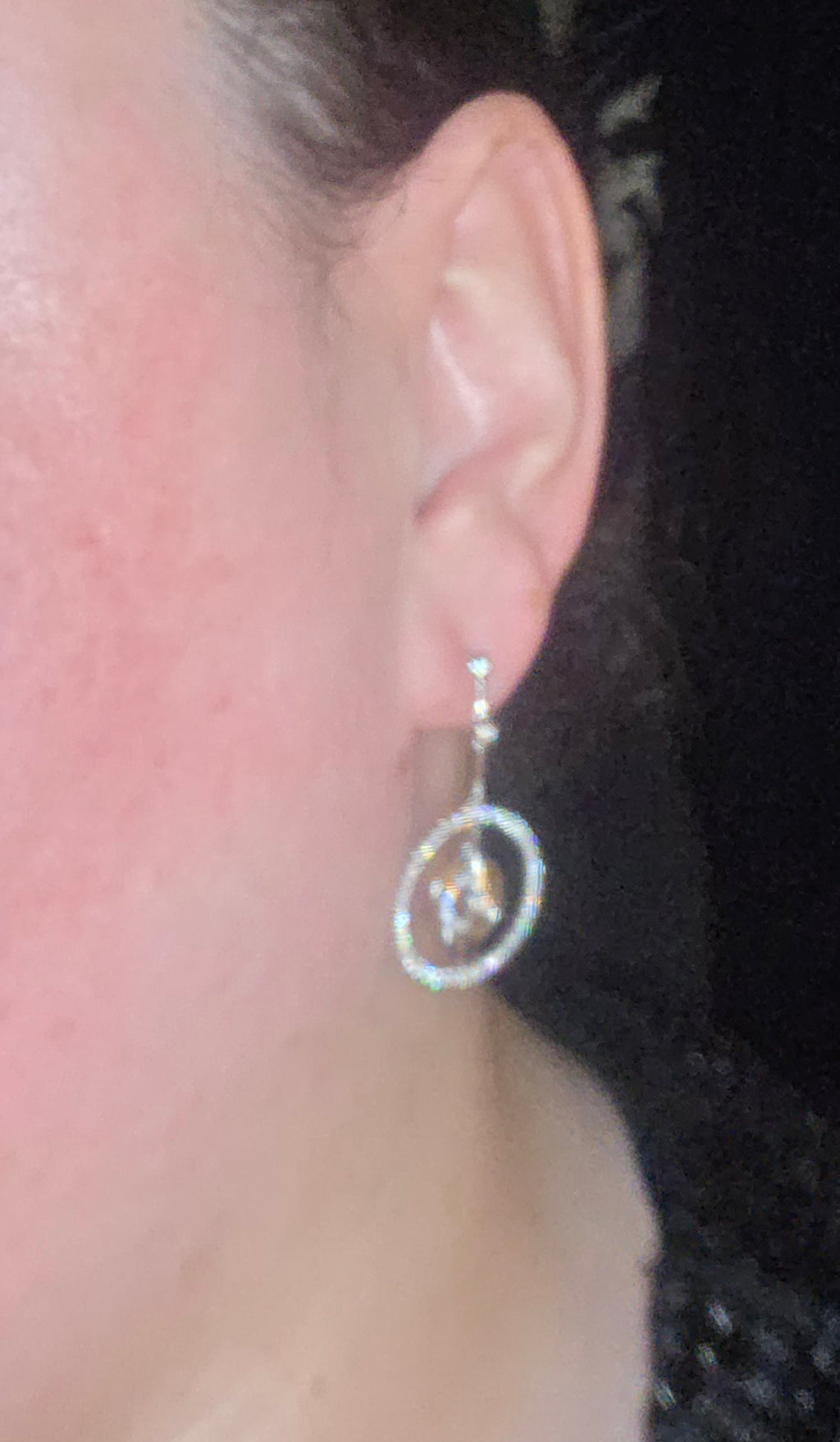 18ct, White Gold, 1ct Drop Hoop Earrrings. VS2-SI1. With WGI Report