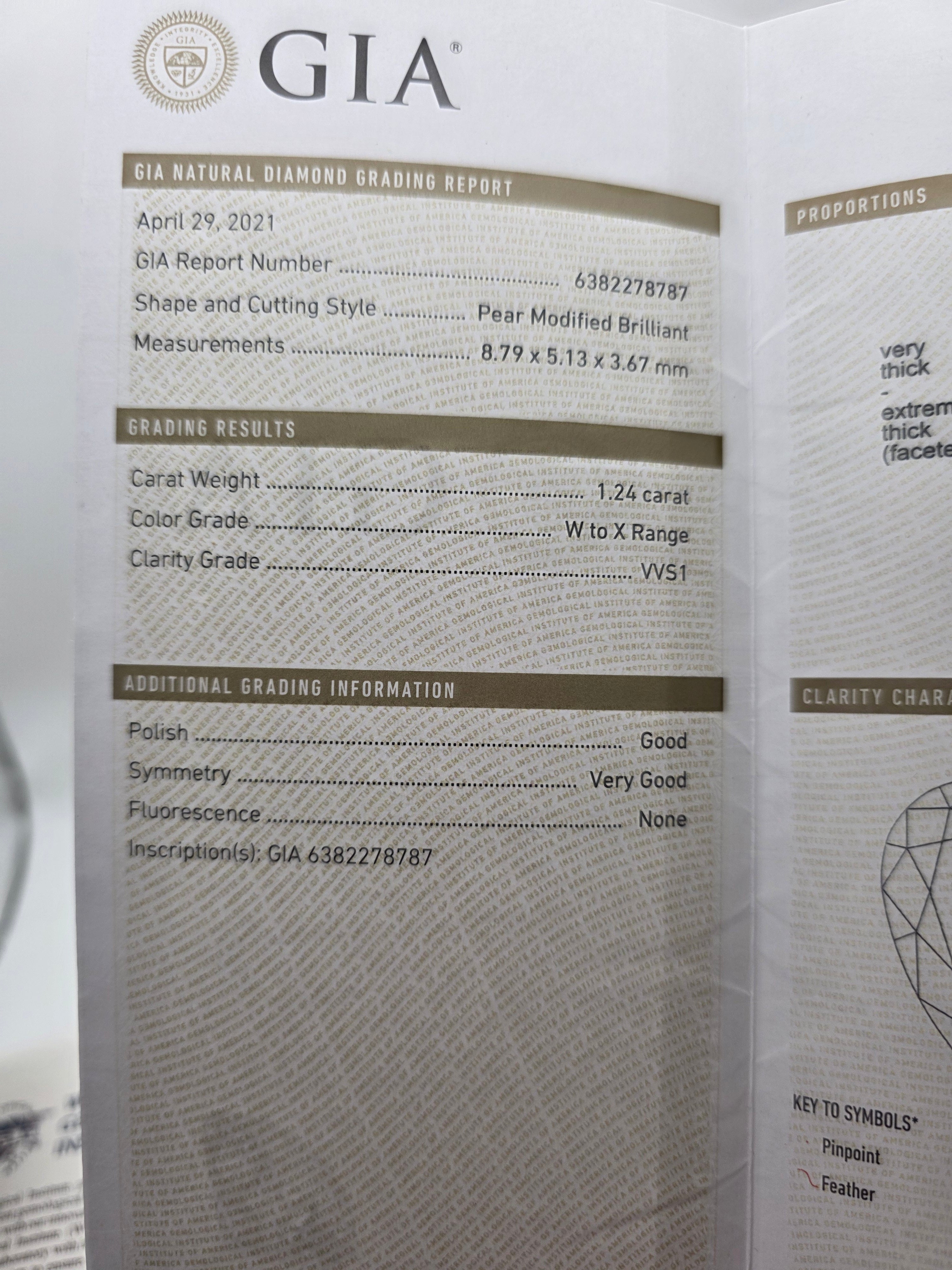 Platinum, 1.24ct VVS1, Pear Cut Yellow Diamond & 0.28 VVS2-VS1 Trapezoid White Diamond Ring. Size S. Includes a GIA Report.