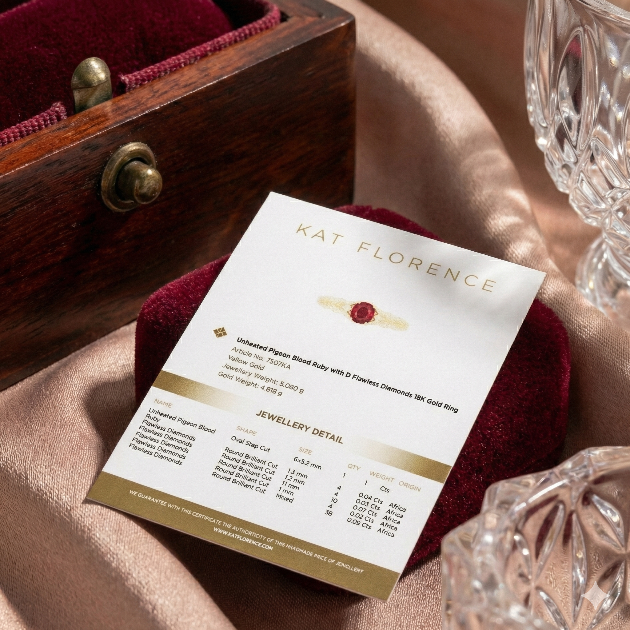 Kat Florence, Unheated, Untreated, Pigeon Blood Ruby Ring. Includes Original Paperwork. Size O/P & Q Due To Band Design.
