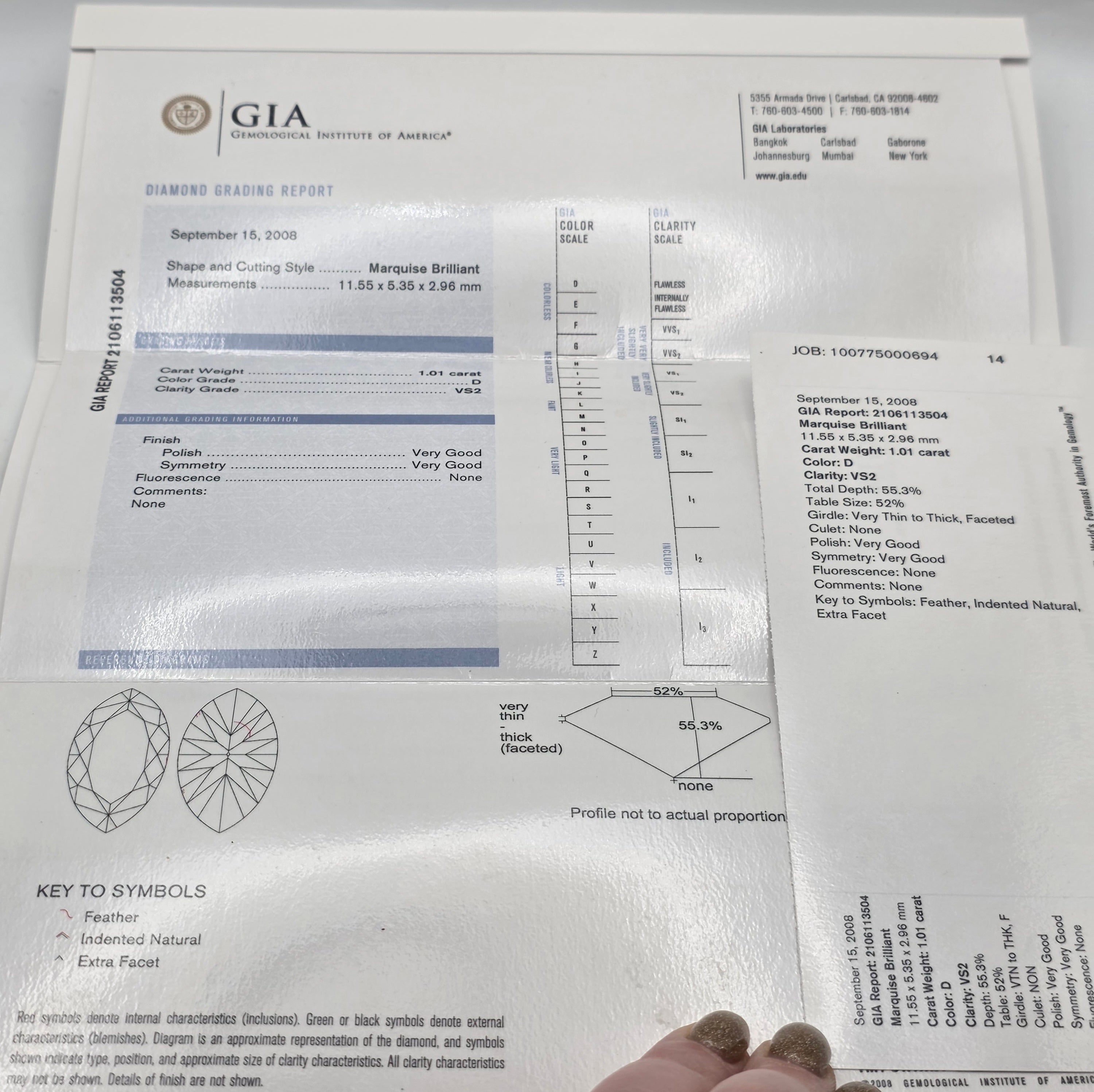 1.01ct D/VS2 Marquise Diamond Engagement Ring in 950 Platinum. WGI & GIA Certified. RRP £12,000. Size O.
