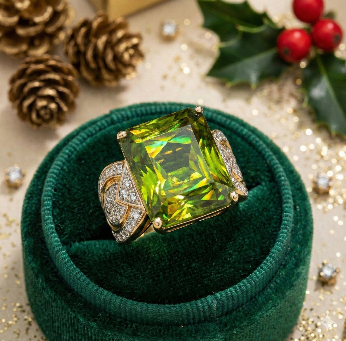 18ct Yellow Gold, 16ct Sphene Ring. WGI Certification & Valuation Included.