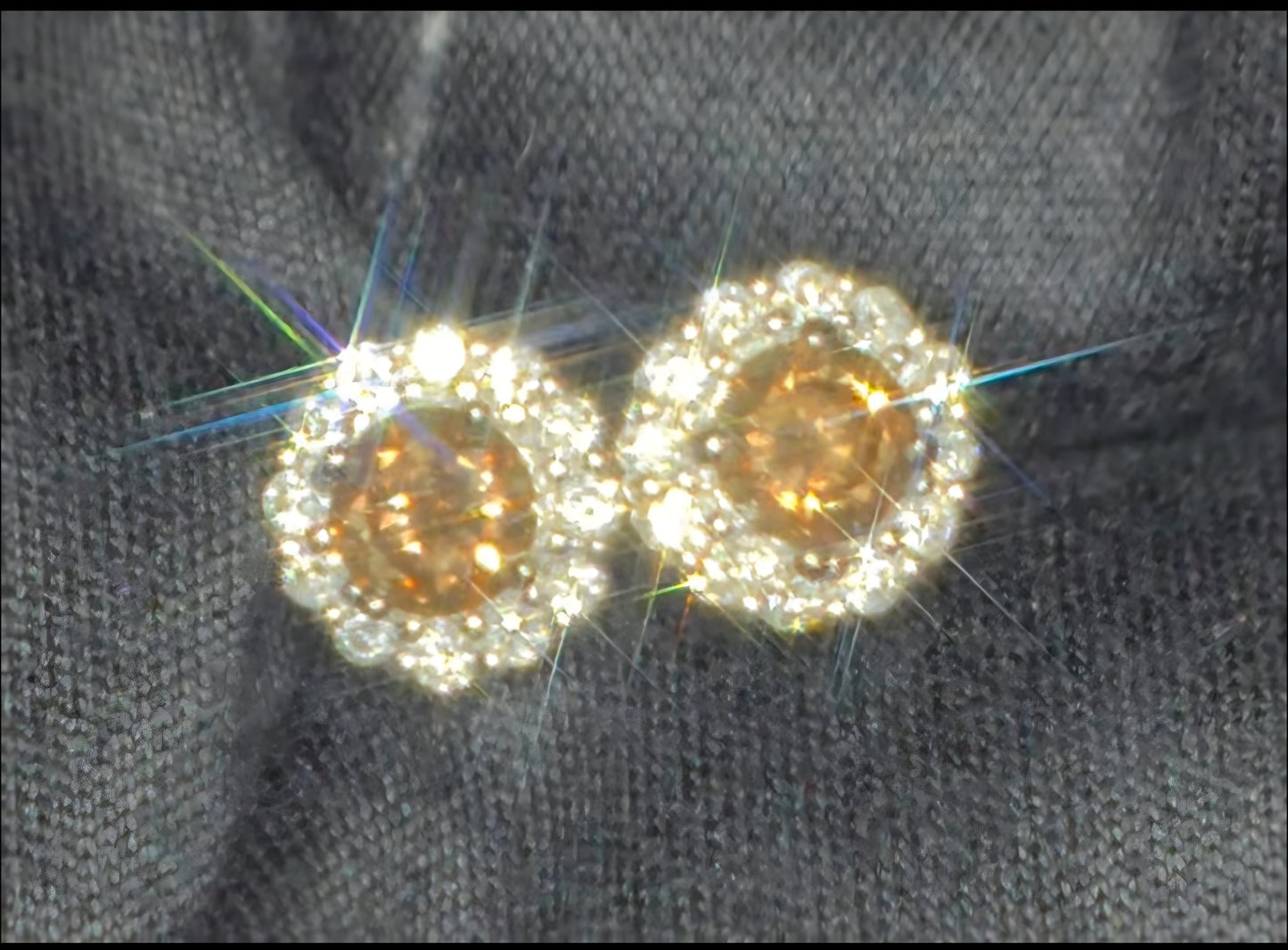 18ct Gold, Champagne & White Argyle Diamond Earrings