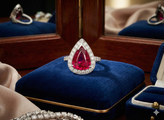 18ct White Gold, Rubellite Tourmaline & Diamond Ring. Size L 1/2. Comes with WGI certification.